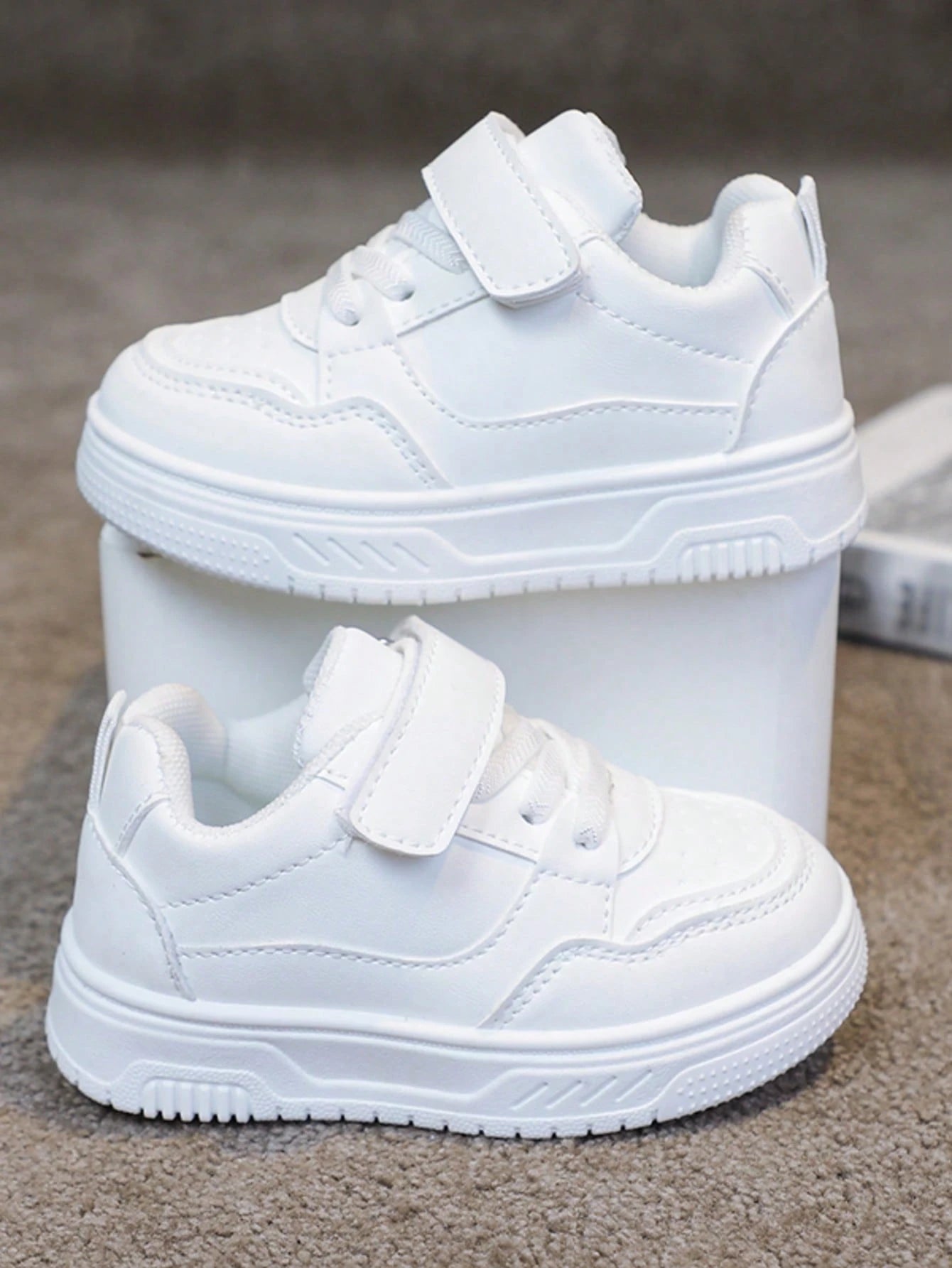 1 Pair Non-Slip Flat Shoes, All-Season Breathable Lightweight Casual Sneakers, Daily Campus White Shoes, For Baby
