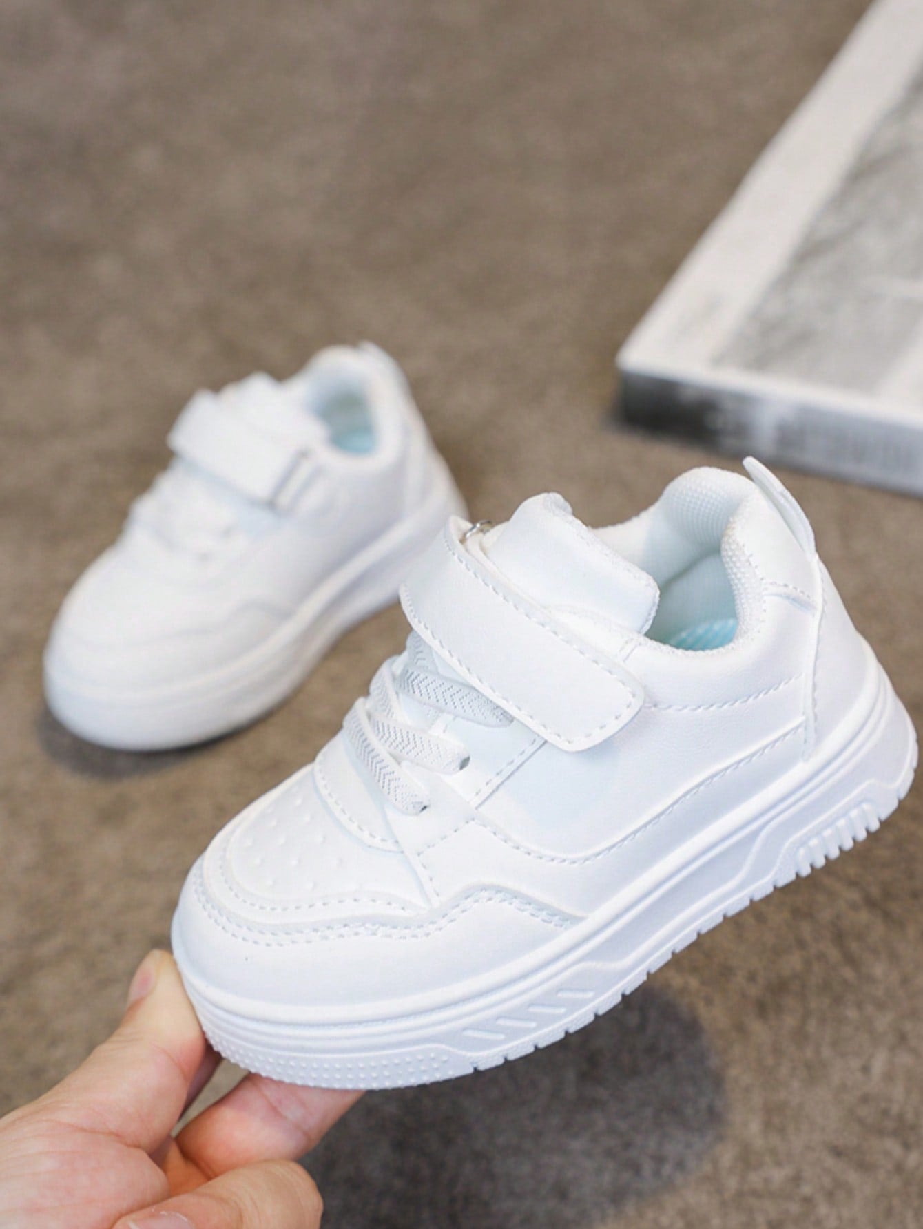 1 Pair Non-Slip Flat Shoes, All-Season Breathable Lightweight Casual Sneakers, Daily Campus White Shoes, For Baby