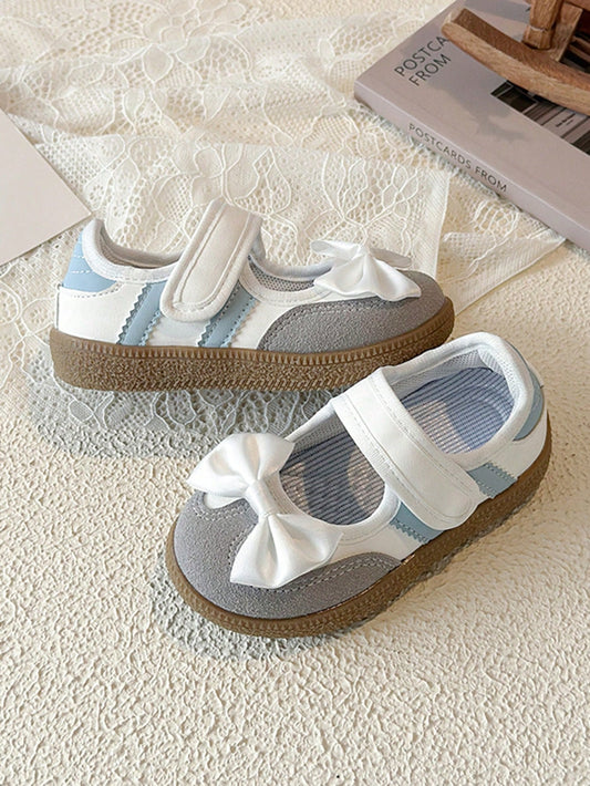 1 Pair Soft Princess Shoes, Bowknot Design Fresh And Sweet, Convenient Hook And Loop Closure. Soft Non-Slip Sole, Foot-Shaped Fit, Comfortable And Breathable, Versatile To Match Dresses, Cute And Well