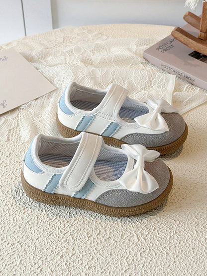 1 Pair Soft Princess Shoes, Bowknot Design Fresh And Sweet, Convenient Hook And Loop Closure. Soft Non-Slip Sole, Foot-Shaped Fit, Comfortable And Breathable, Versatile To Match Dresses, Cute And Well