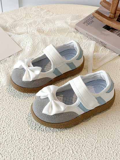 1 Pair Soft Princess Shoes, Bowknot Design Fresh And Sweet, Convenient Hook And Loop Closure. Soft Non-Slip Sole, Foot-Shaped Fit, Comfortable And Breathable, Versatile To Match Dresses, Cute And Well