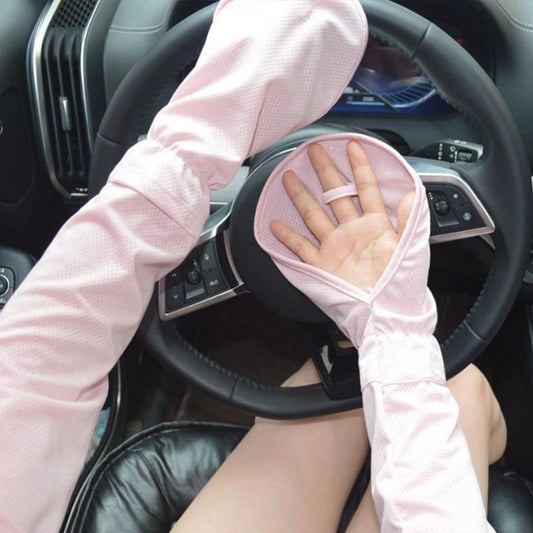 1 Pair Summer Sun Protection Ice Silk Sleeve Covers, Outdoor Cycling UV Protection Breathable Horseshoe Sleeve Covers