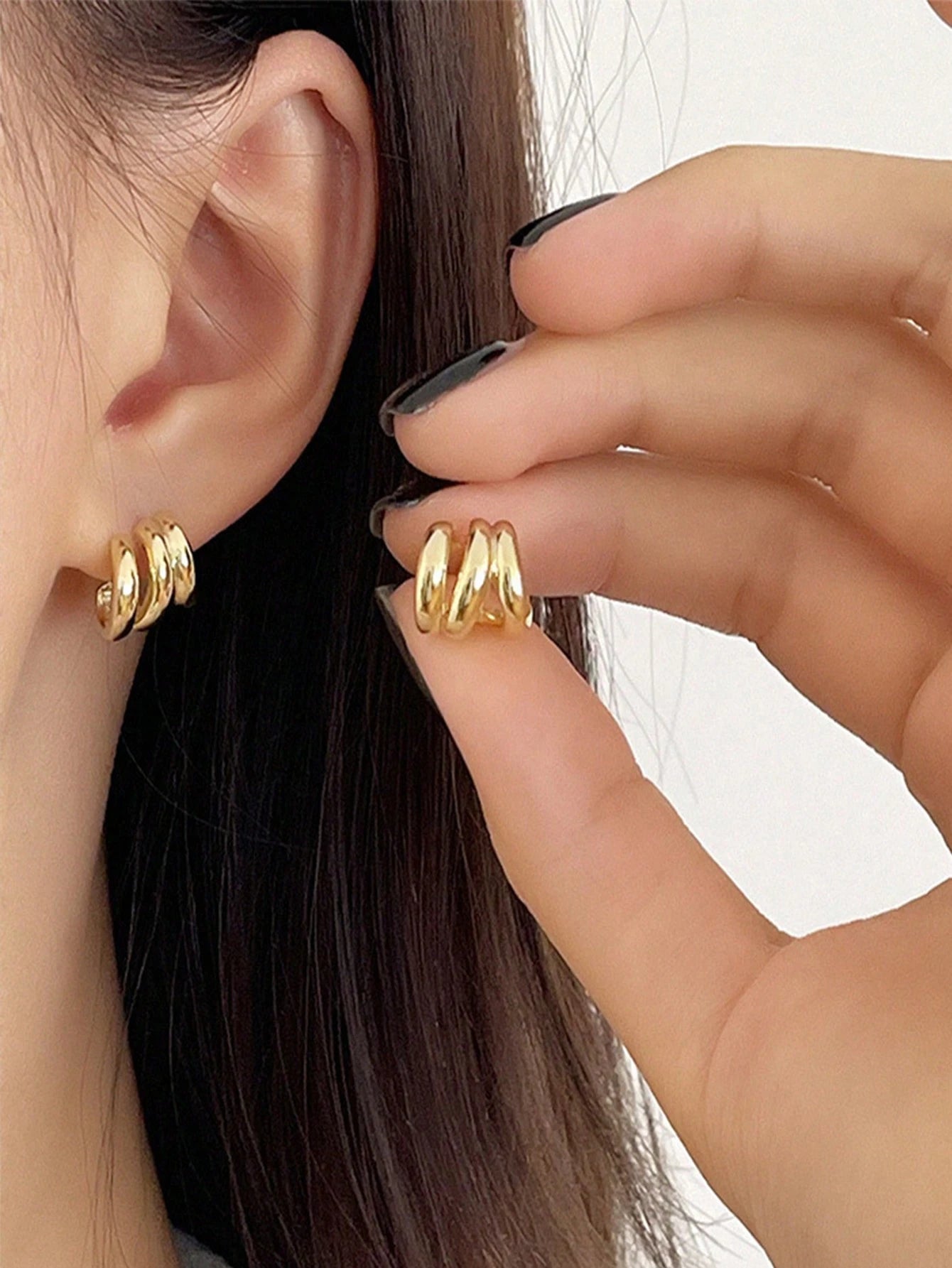 1 Pair Women's Elegant Triple-Layer Round Stud Earrings- Perfect Gift For Holidays, Birthdays And Special Occasions, Casual Wear For Halloween