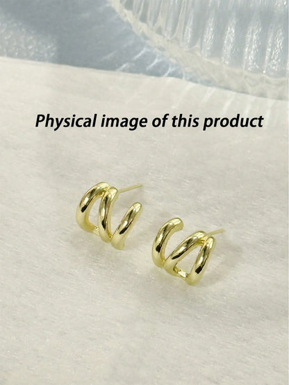 1 Pair Women's Elegant Triple-Layer Round Stud Earrings- Perfect Gift For Holidays, Birthdays And Special Occasions, Casual Wear For Halloween