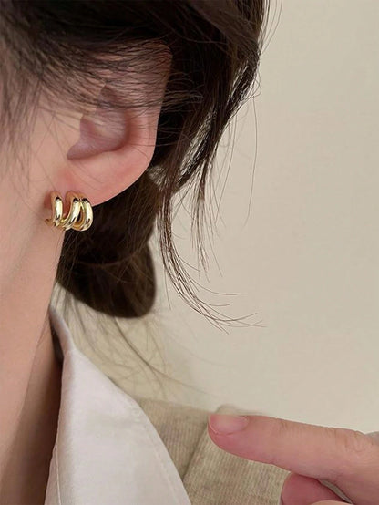 1 Pair Women's Elegant Triple-Layer Round Stud Earrings- Perfect Gift For Holidays, Birthdays And Special Occasions, Casual Wear For Halloween