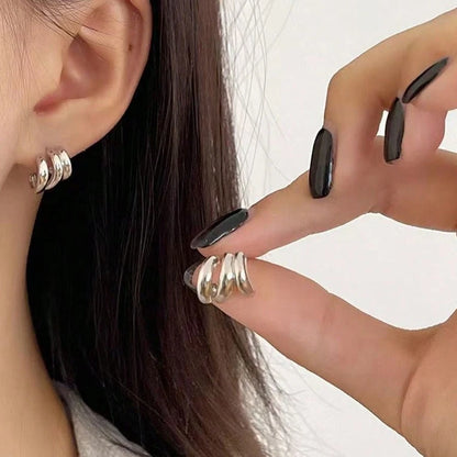 1 Pair Women's Elegant Triple-Layer Round Stud Earrings- Perfect Gift For Holidays, Birthdays And Special Occasions, Casual Wear For Halloween
