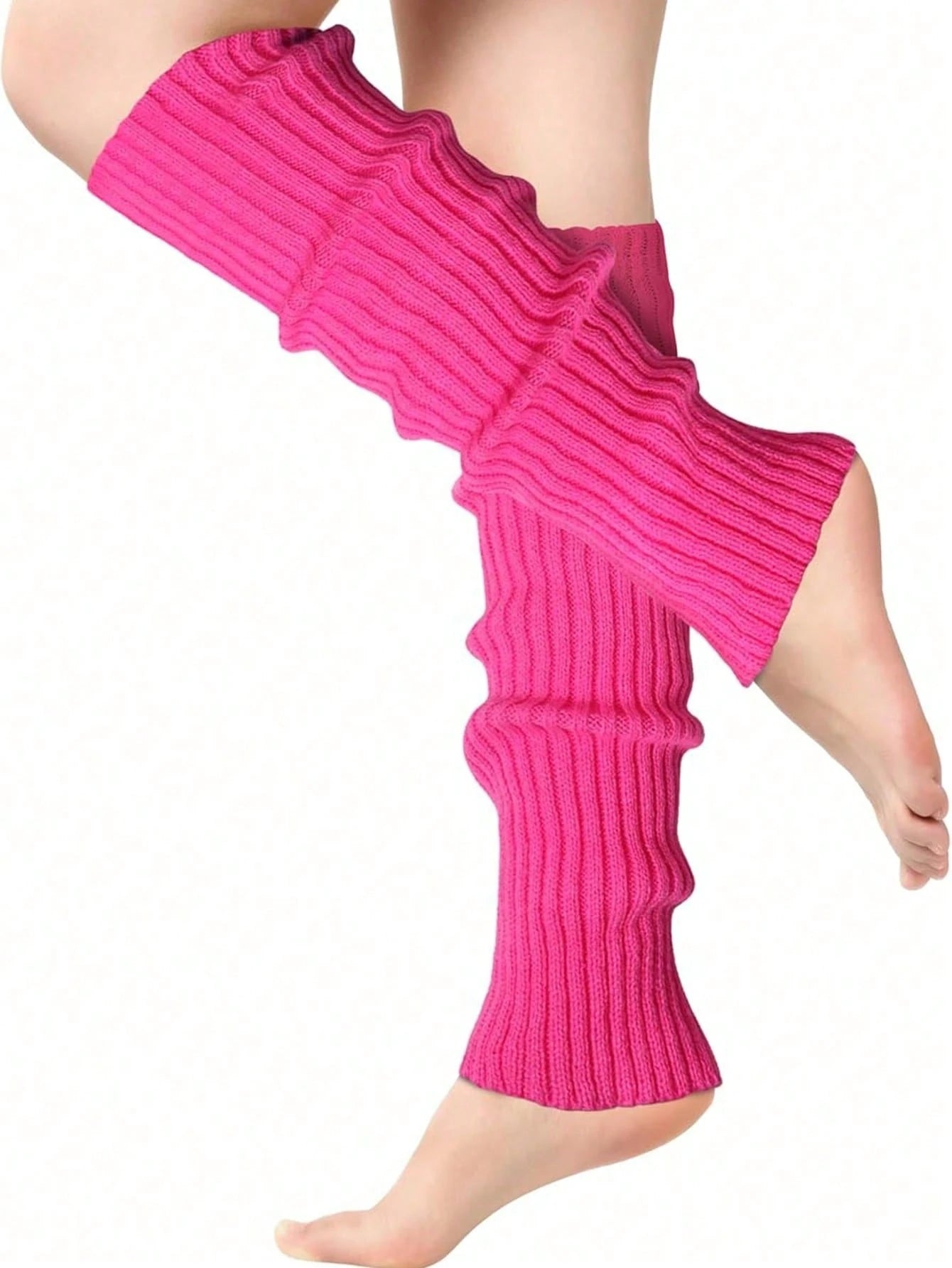 1 Pair Women's Knitted Leg Warmers- Solid Color Knee-High, Great For Sports Activities, Fall/ Winter