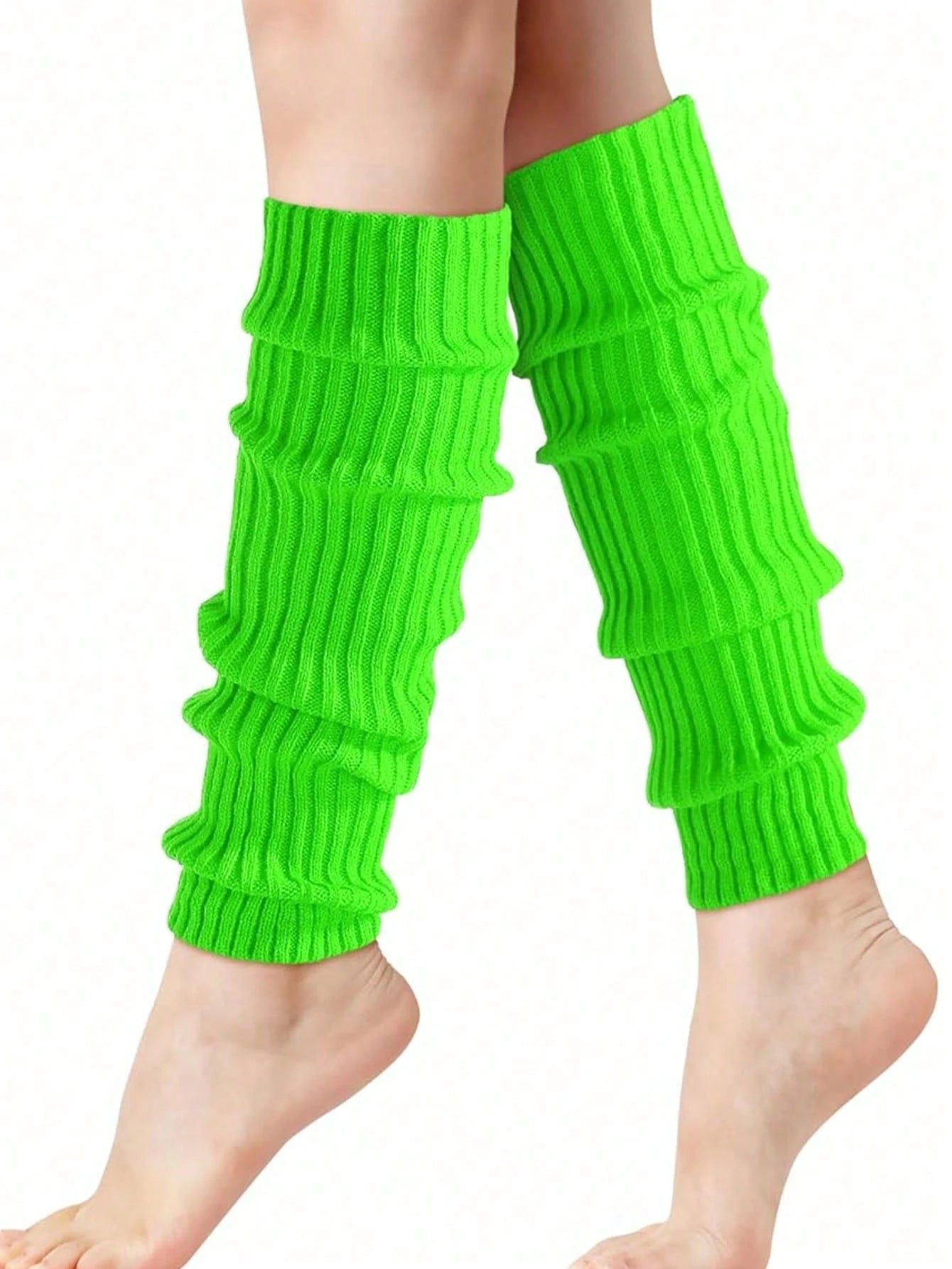 1 Pair Women's Knitted Leg Warmers- Solid Color Knee-High, Great For Sports Activities, Fall/ Winter