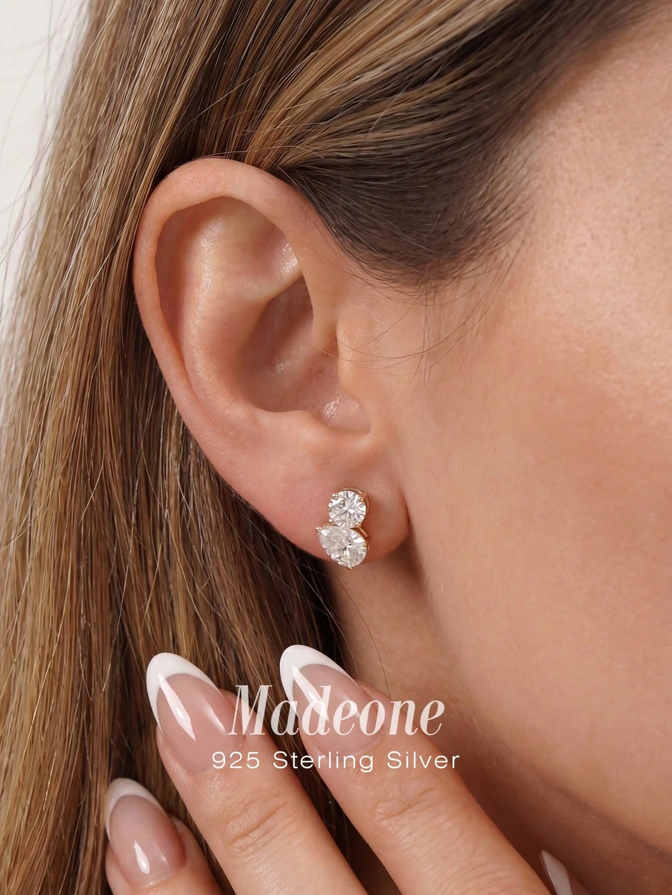 1 Pair Women's Teardrop Shaped Gold-Plated White Zirconia Earrings, Exquisite Jewelry, Suitable For Engagement, Wedding Anniversary, Birthday Gifts