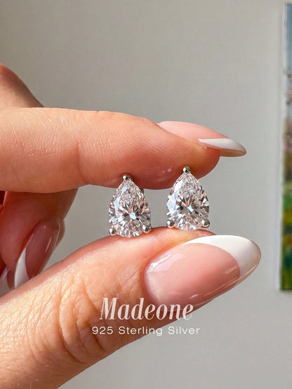 1 Pair Women's Teardrop Shaped Gold-Plated White Zirconia Earrings, Exquisite Jewelry, Suitable For Engagement, Wedding Anniversary, Birthday Gifts