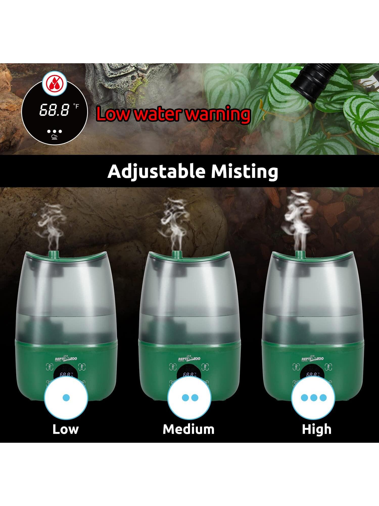 1 PC 4L Reptile Humidifier Fogger, Large Reptile Fogger with Humidity Control, Terrarium Humidifiers with Extended Tube Automatic Reptile Misting System for Reptiles Amphibians Herps Vivarium