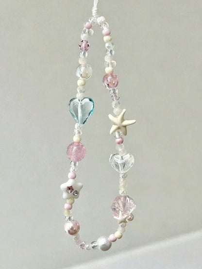1 Pc DIY Sea Shell Mobile Phone Chain- Sea Star Love Mobile Phone Hanger- Camera Bag Keychain Hanger- Anti-Detachment Rope- Gift For Mother, Family, Friends On Birthdays And Festivals- Mobile Pho