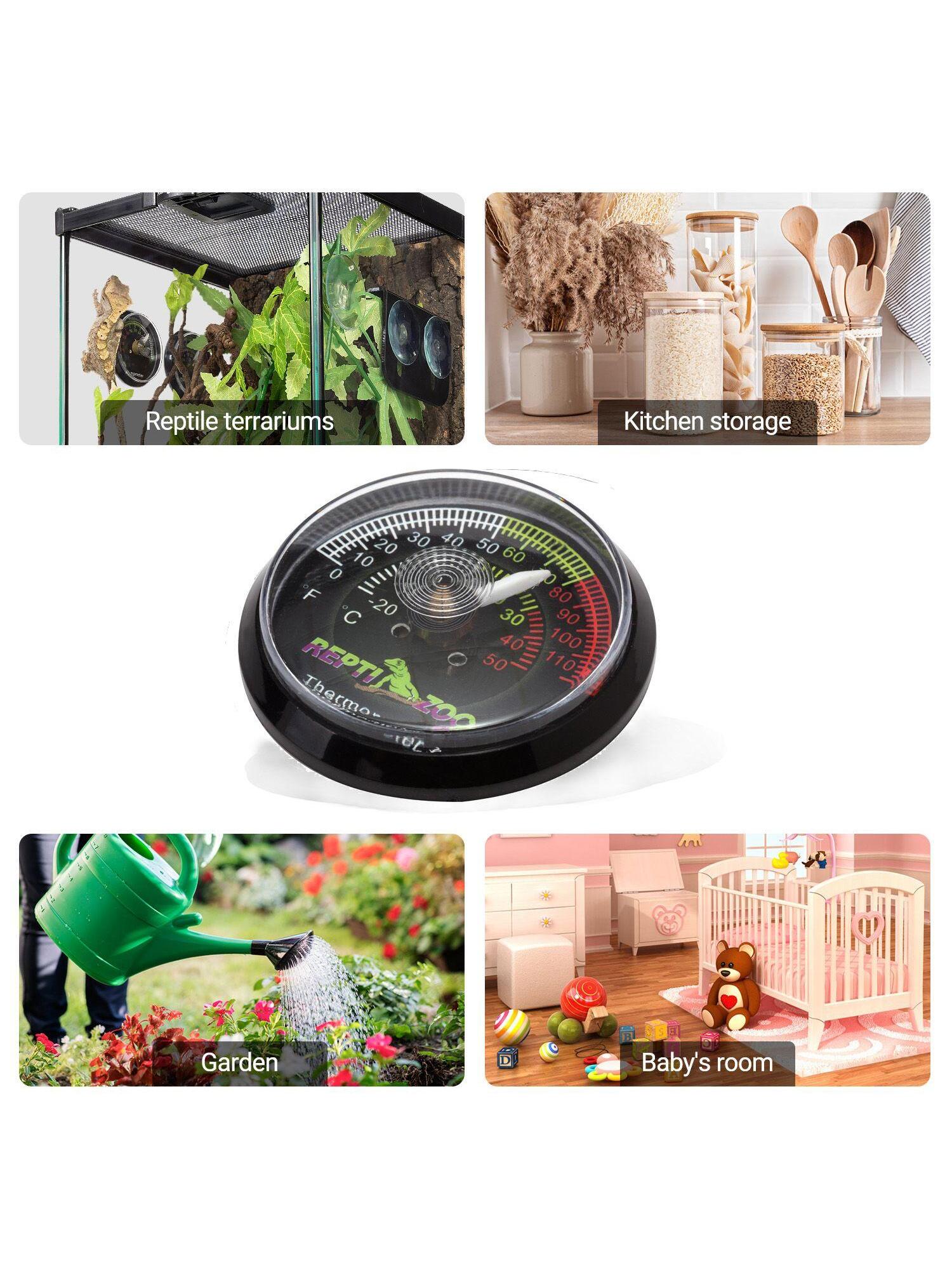 1 PC Reptile Terrarium Thermometer, Dial Gauges Pet Rearing Box Thermometer Celsius and Fahrenheit, Reptile Thermometer Accurate Dual Gauges Display, 2 in 1 Reptile Tank Thermometer & Humidity Meter
