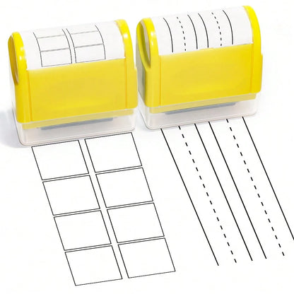 1 Pc Rolling Stamp- Square & Line Pattern Stamp, Self-Inking Stamp With Automatic Ink Supply For Teacher, Kids To Practice Writing English, Math Equations, Chinese Charactersschool Supplies,Back To S