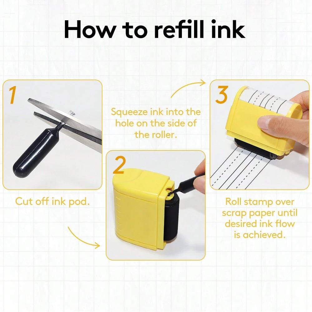 1 Pc Rolling Stamp- Square & Line Pattern Stamp, Self-Inking Stamp With Automatic Ink Supply For Teacher, Kids To Practice Writing English, Math Equations, Chinese Charactersschool Supplies,Back To S