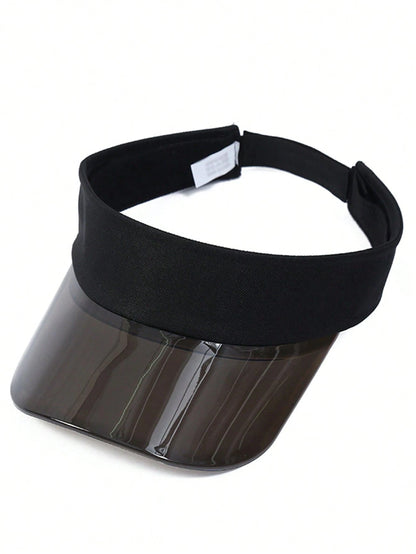 1 Pc Summer New Transparent Wide Brim Visor Cap, Lightweight Breathable Outdoor Sports Commuter Adjustable Solid Color Flat Top Hat