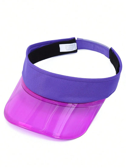 1 Pc Summer New Transparent Wide Brim Visor Cap, Lightweight Breathable Outdoor Sports Commuter Adjustable Solid Color Flat Top Hat