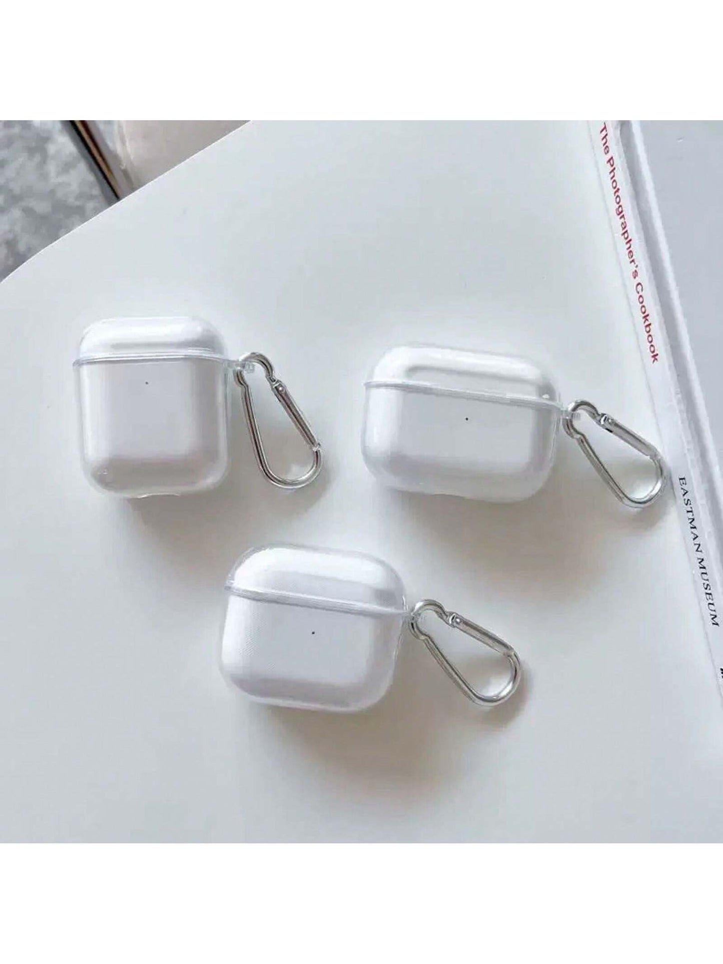 1 PC Transparent TPU Shockproof Earphone Case With Metal Clip For All AirPodsModels (1st, 2nd, 3rd, 4rd,Pro, Pro 2,Pro 3), Scratch-Resistant & Durable