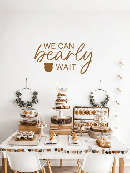 1 Pc We Can Bearly Wait Sign Baby Shower Decoration Backdrop Banner For Gender Reveal Party (Girl Boy Baby) Theme Party Background