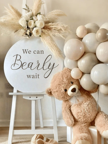 1 Pc We Can Bearly Wait Sign Baby Shower Decoration Backdrop Banner For Gender Reveal Party (Girl Boy Baby) Theme Party Background