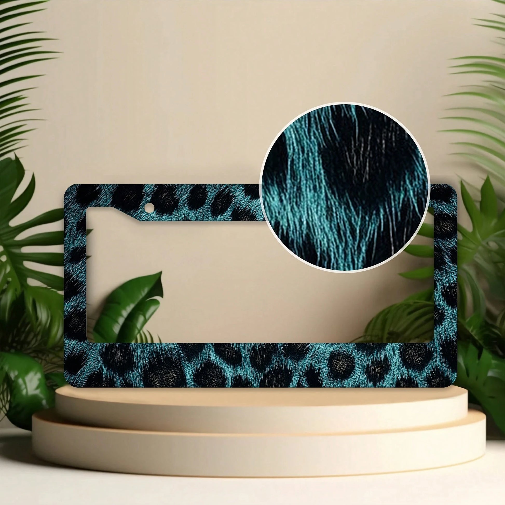 1 Piece, 12.2x6.3inch Black Aluminum Faux Fur Leopard Print, Aluminum License Plate Frame, Wear-Resistant And Waterproof, Universal For American Cars,Mother Gifts,Halloween,Car Decor,Car Acessesories