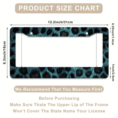 1 Piece, 12.2x6.3inch Black Aluminum Faux Fur Leopard Print, Aluminum License Plate Frame, Wear-Resistant And Waterproof, Universal For American Cars,Mother Gifts,Halloween,Car Decor,Car Acessesories