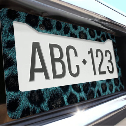 1 Piece, 12.2x6.3inch Black Aluminum Faux Fur Leopard Print, Aluminum License Plate Frame, Wear-Resistant And Waterproof, Universal For American Cars,Mother Gifts,Halloween,Car Decor,Car Acessesories