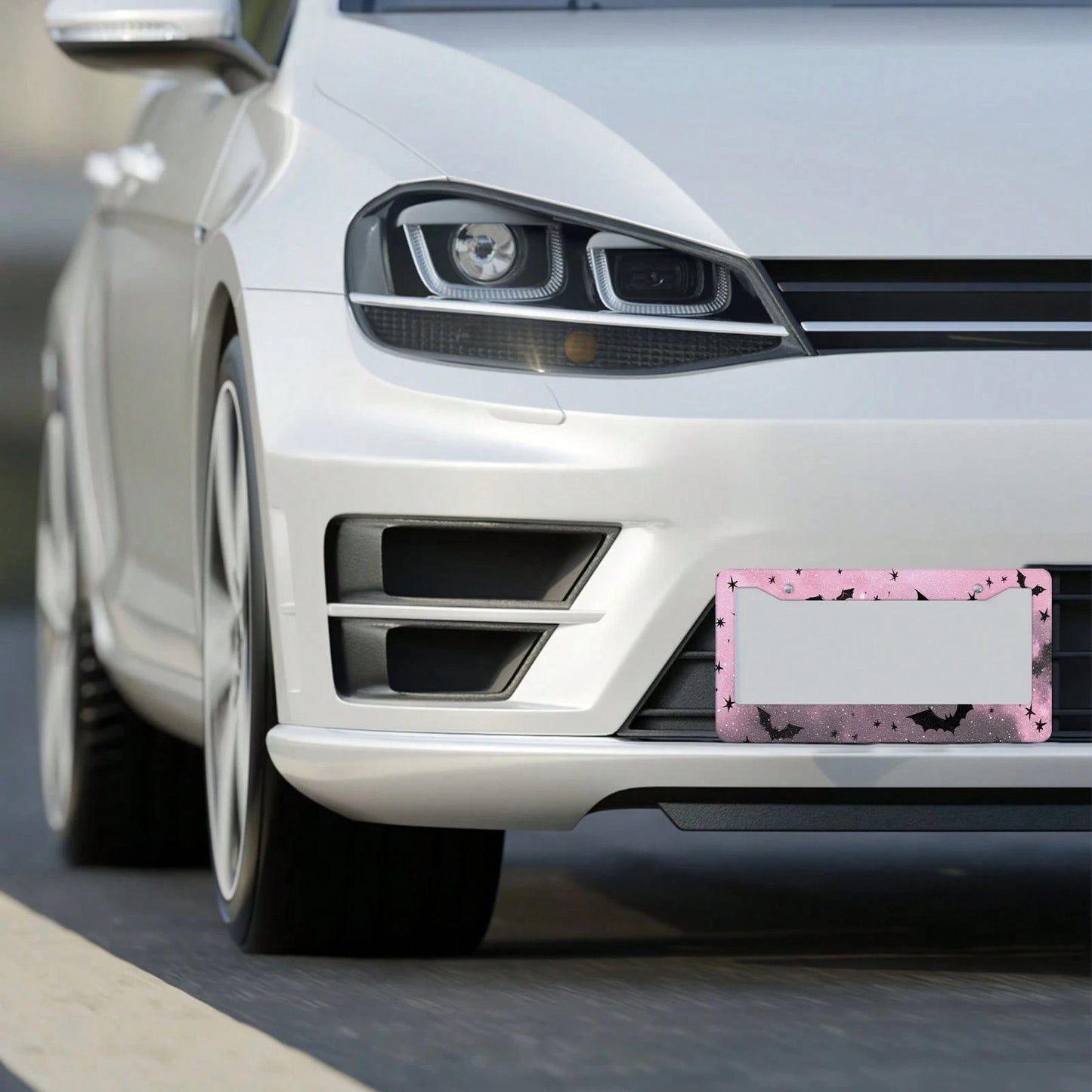 1 Piece, 12*6inch Black And Pink Star Bat, Aluminum License Plate Frame, Wear-Resistant And Waterproof, Universal For American Cars,Mother Gifts,Teacher Gift,Graduation Gifts,Car Decor,Car Acessesorie