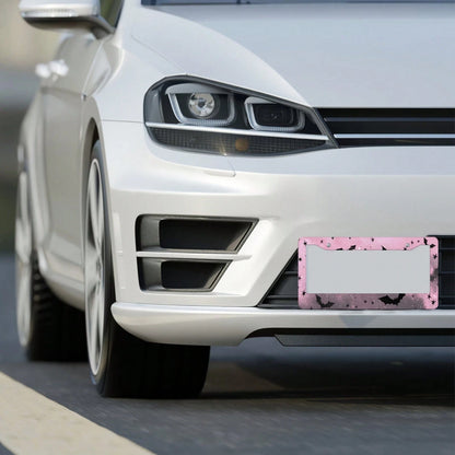 1 Piece, 12*6inch Black And Pink Star Bat, Aluminum License Plate Frame, Wear-Resistant And Waterproof, Universal For American Cars,Mother Gifts,Teacher Gift,Graduation Gifts,Car Decor,Car Acessesorie