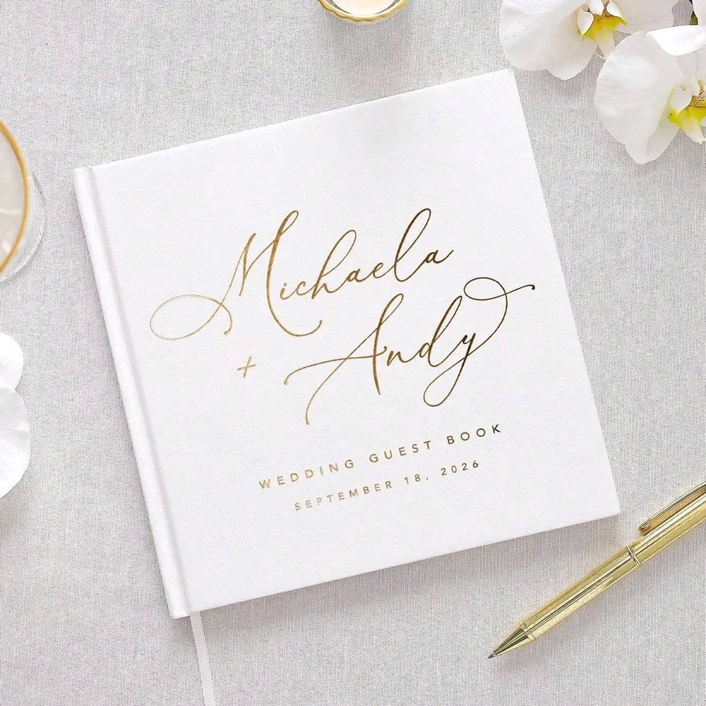 1 Piece: Custom White Square Wedding, DIY Photo Album, Engagement/Anniversary Party Guestbook, Minimalist Bridal Scrapbook.,Forever Love, Personalized Gift, Memory Book, Wedding Gift, Aesthetic