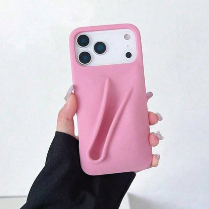 1-Piece Silicone Phone Case With Holder For IPhone 17 Pro Max 16/15/14 Pro, Soft Touch Matte Back Cover, Shockproof & Anti-Fingerprint Protective Case