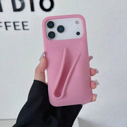 1-Piece Silicone Phone Case With Holder For IPhone 17 Pro Max 16/15/14 Pro, Soft Touch Matte Back Cover, Shockproof & Anti-Fingerprint Protective Case