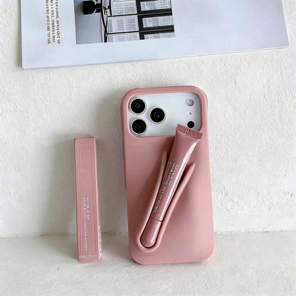 1-Piece Silicone Phone Case With Holder For IPhone 17 Pro Max 16/15/14 Pro, Soft Touch Matte Back Cover, Shockproof & Anti-Fingerprint Protective Case