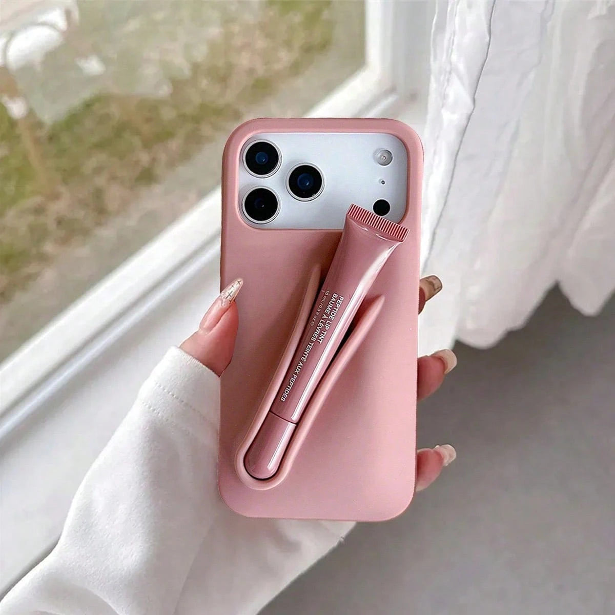 1-Piece Silicone Phone Case With Holder For IPhone 17 Pro Max 16/15/14 Pro, Soft Touch Matte Back Cover, Shockproof & Anti-Fingerprint Protective Case