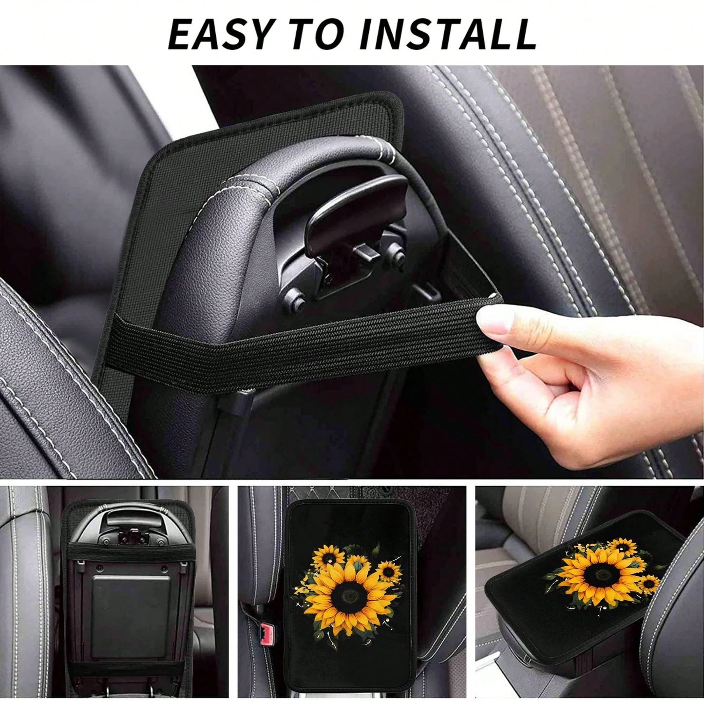 1-Piece Sunflower Bouquet Universal Car Dashboard Cover, Dreamy Cartoon Design, Premium Dashboard Protector, Armrest Box Storage Compartment, Stylish Interior Upgrade,Car Acessesories,Car Acessesories