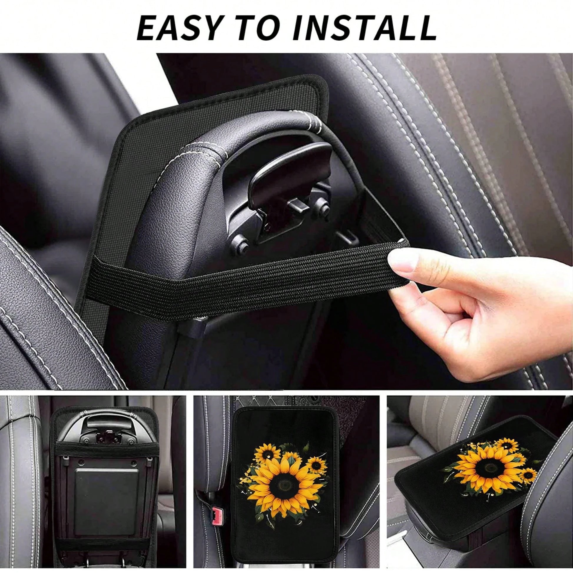 1-Piece Sunflower Bouquet Universal Car Dashboard Cover, Dreamy Cartoon Design, Premium Dashboard Protector, Armrest Box Storage Compartment, Stylish Interior Upgrade,Car Acessesories,Car Acessesories