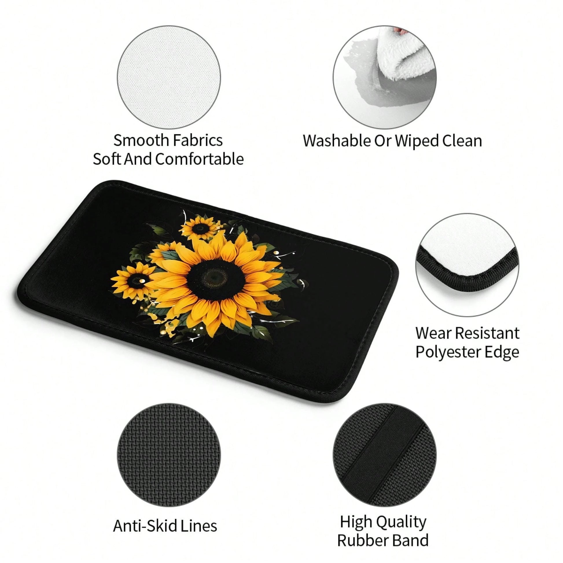 1-Piece Sunflower Bouquet Universal Car Dashboard Cover, Dreamy Cartoon Design, Premium Dashboard Protector, Armrest Box Storage Compartment, Stylish Interior Upgrade,Car Acessesories,Car Acessesories
