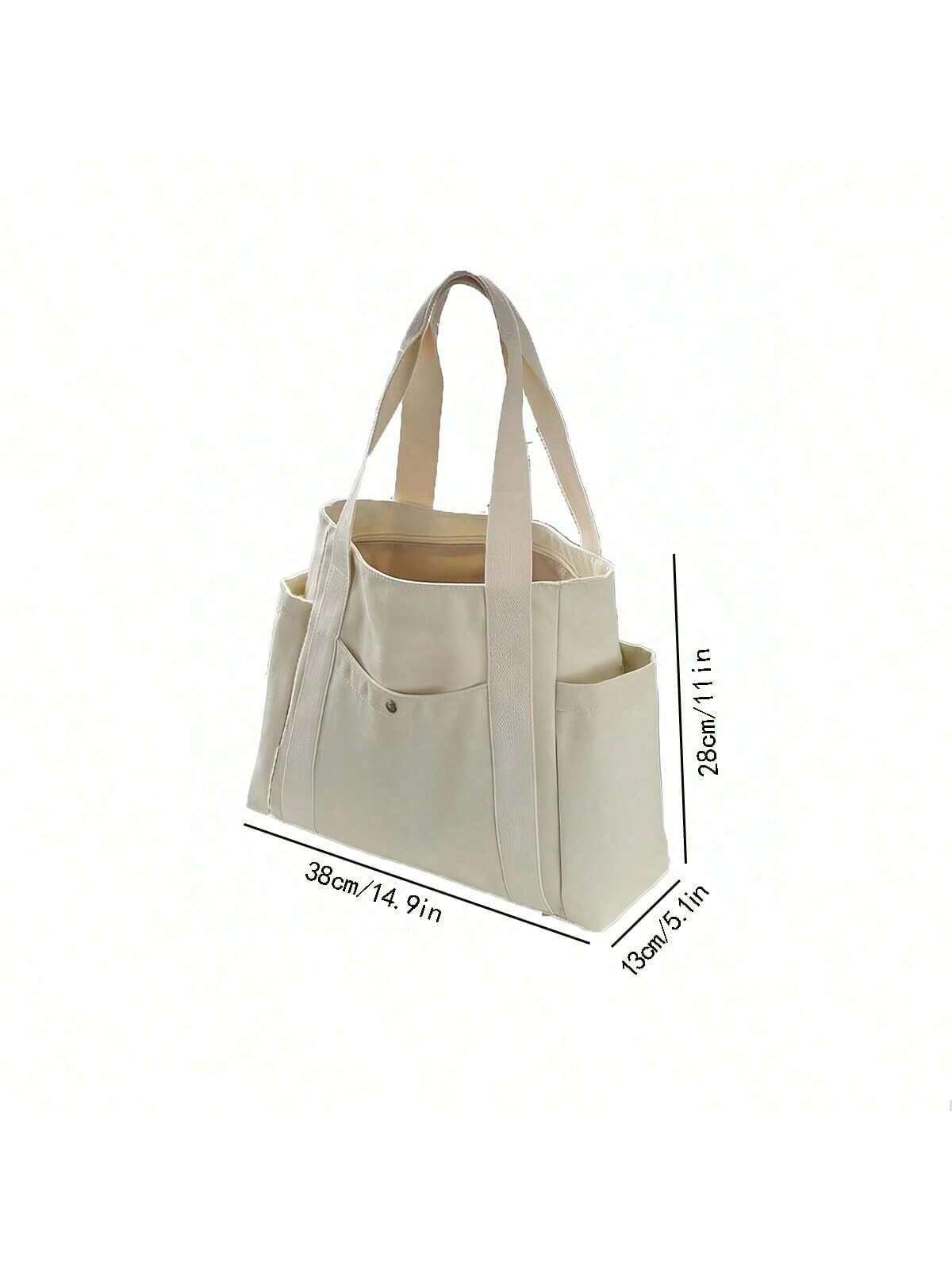1 Piece Women's Handbag, Shoulder Canvas Bag, College Student Versatile Handbag, Commuting Large-Capacity Make-Up Canvas Bag School Supplies