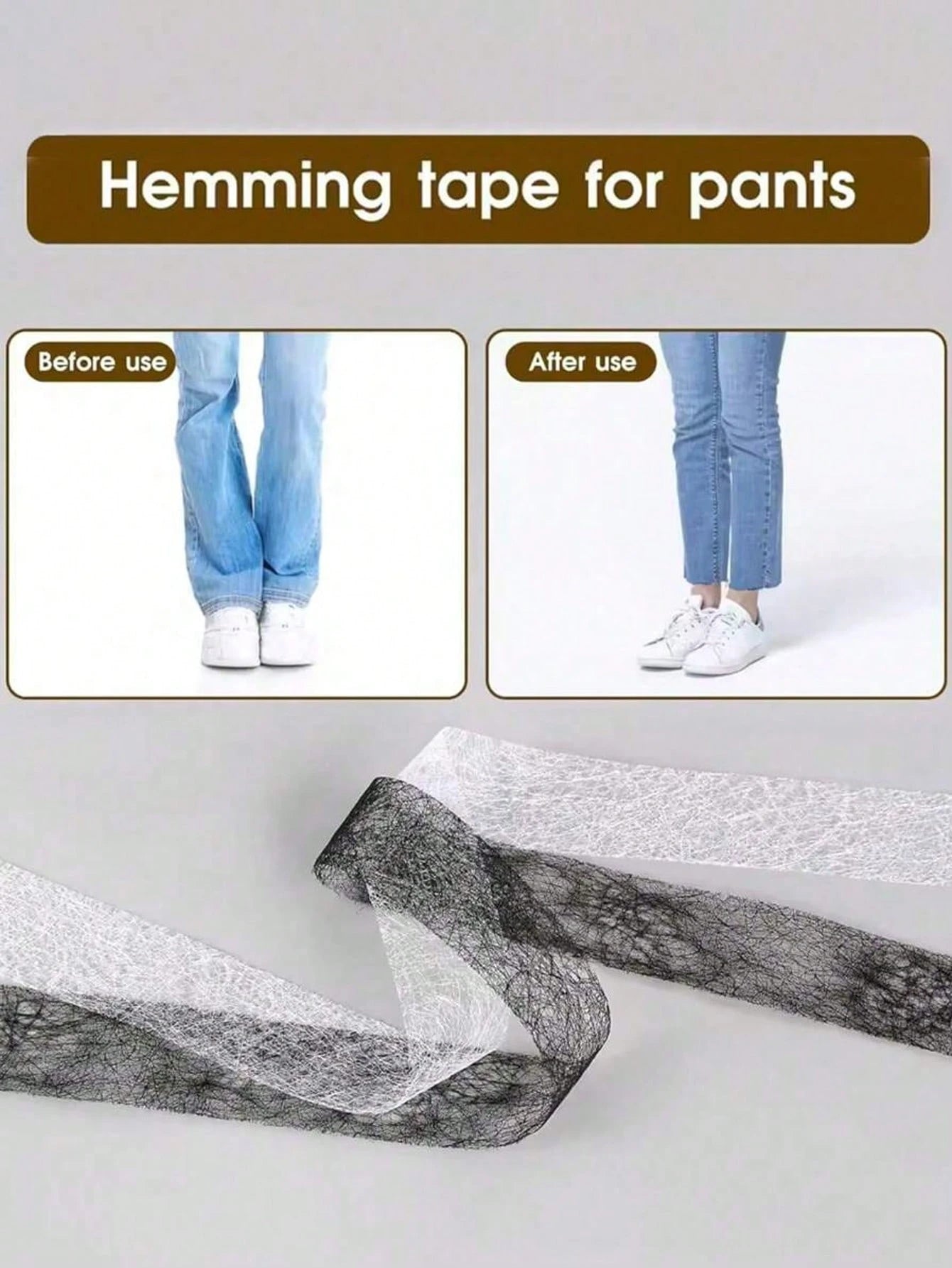 1 Roll/3 Rolls Double-Sided Adhesive Interlining, Adhesive Fabric, Non-Woven Hemming Tape, Suitable For Clothing Accessories, Also Suitable For Curtains, Pants Length Cutting And Craft Making, Easy To