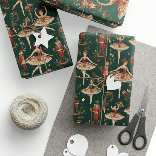 1 Roll- 58*23inch- Classic Nutcracker Ballerina Wrapping Paper- Timeless Christmas Wrapping Paper- Ballet Nutcracker Christmas