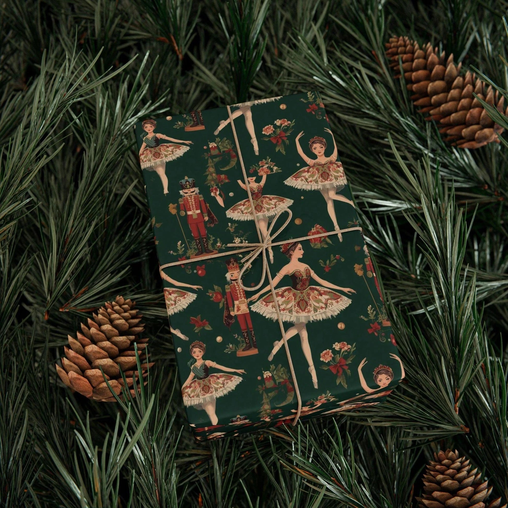 1 Roll- 58*23inch- Classic Nutcracker Ballerina Wrapping Paper- Timeless Christmas Wrapping Paper- Ballet Nutcracker Christmas