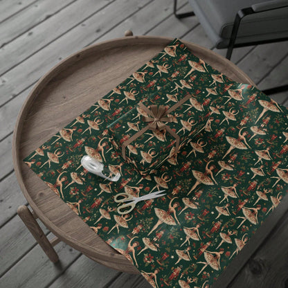 1 Roll- 58*23inch- Classic Nutcracker Ballerina Wrapping Paper- Timeless Christmas Wrapping Paper- Ballet Nutcracker Christmas