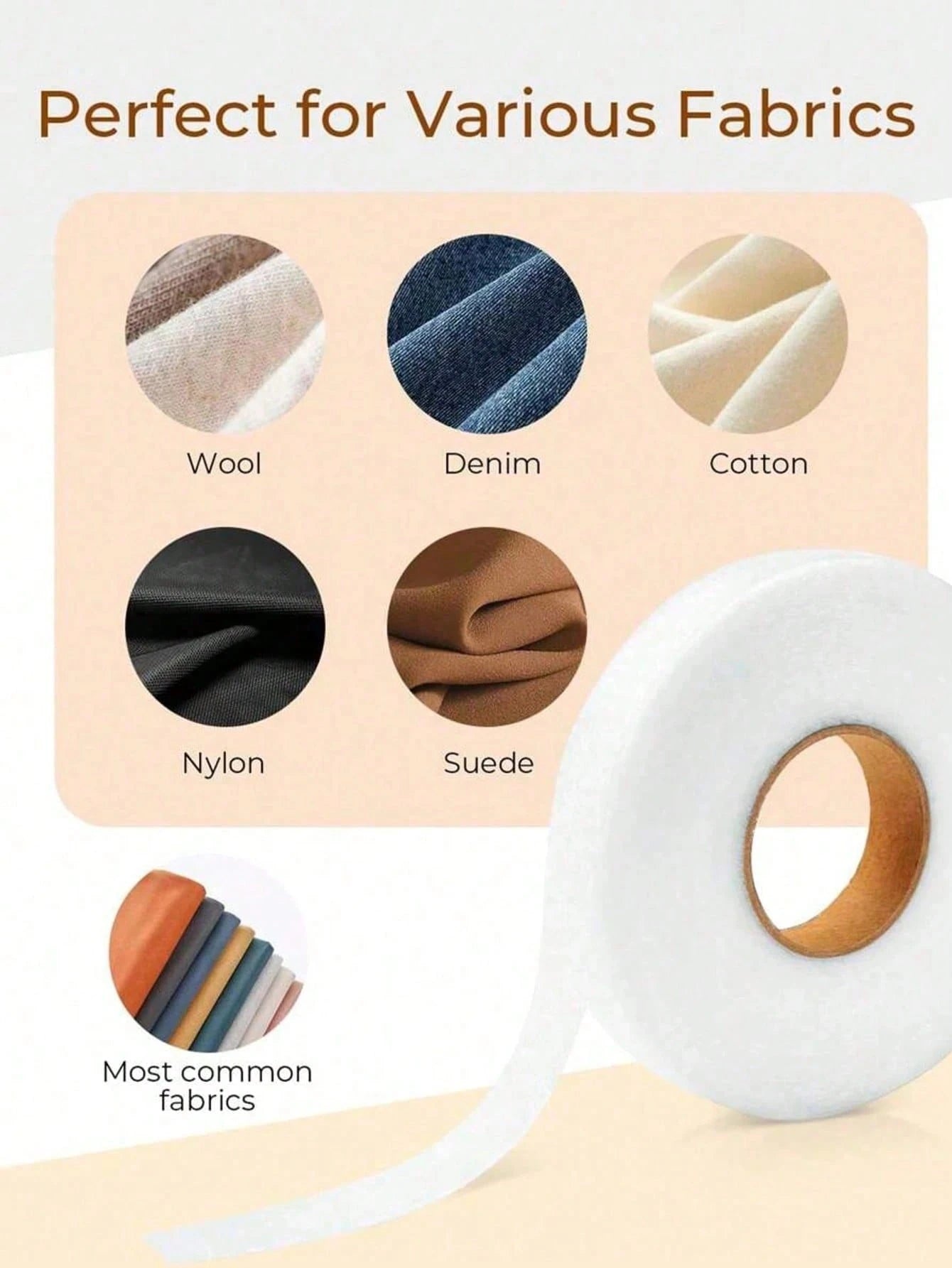 1 Roll Double-Sided Adhesive Interlining, Adhesive Fabric, Non-Woven Hemming Tape, Suitable For Garment Accessories, Also For Curtains, Trouser Length Trimming And Craft Making, Easy To Use And No Sew