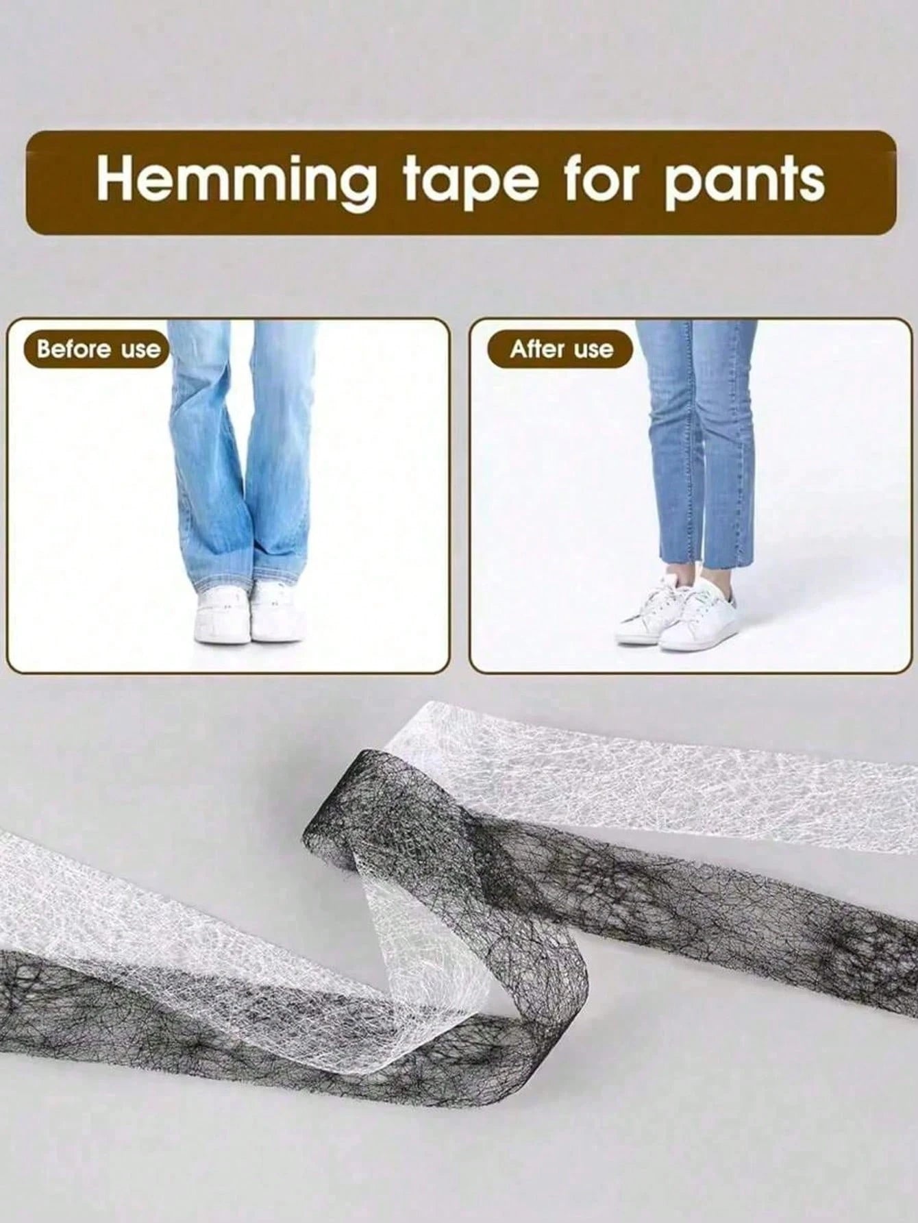1 Roll Double-Sided Adhesive Interlining, Adhesive Fabric, Non-Woven Hemming Tape, Suitable For Garment Accessories, Also For Curtains, Trouser Length Trimming And Craft Making, Easy To Use And No Sew