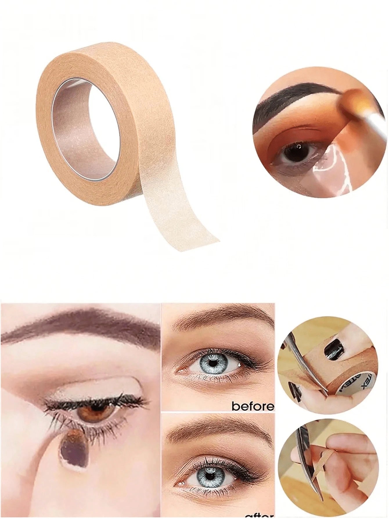 1 Roll Eyeshadow Tape, Natural Eyeliner Tape, Eye Makeup Auxiliary Tool, Eye Makeup Finish Patch,Makeup,Cheap,Room Decor,Vanity,Travel,Bedroom,Makeup Accessories,Eyelash Curler,Cheap,Stocking Stuffe