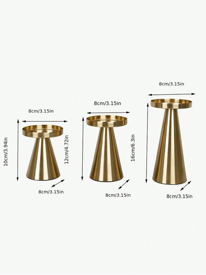 1 Set/1 Pc Glossy Metal Tapered Iron Candle Holder, Nordic Vintage Style Slim Waist Flat Plate Tea Light Base, Suitable For Home Decor, Decorative Style, Luxury Home Decor, Bedroom Decor, Wedding Anni