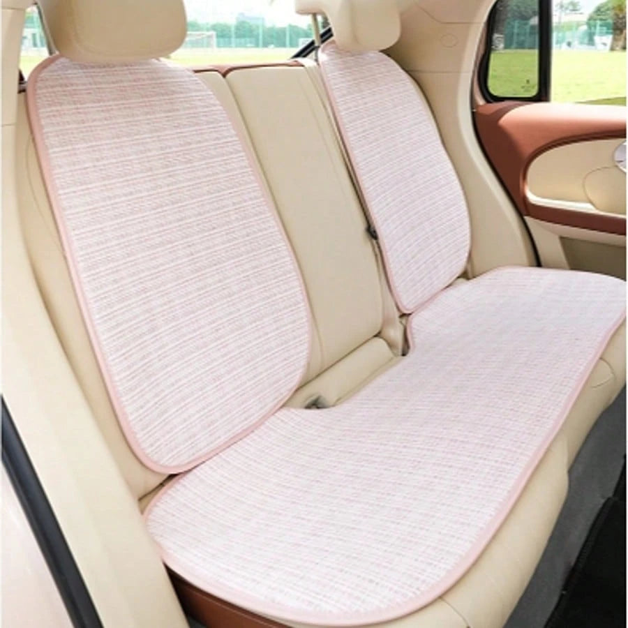 1 Set 4-Season Car Seat Cushion Cover, Soft Plush Cute Girl Style Pink Car Seat Cushion, Checkered Pattern Comfortable Car Seat Cushion