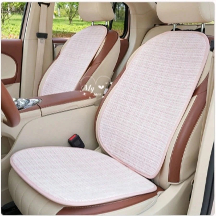 1 Set 4-Season Car Seat Cushion Cover, Soft Plush Cute Girl Style Pink Car Seat Cushion, Checkered Pattern Comfortable Car Seat Cushion