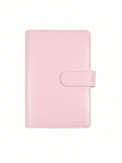 1 Set A6 PU Leather Macaron Color Loose Leaf Notebook, With Detachable Cover, Creative Stationery, Comes With 8 Zipper Pouches