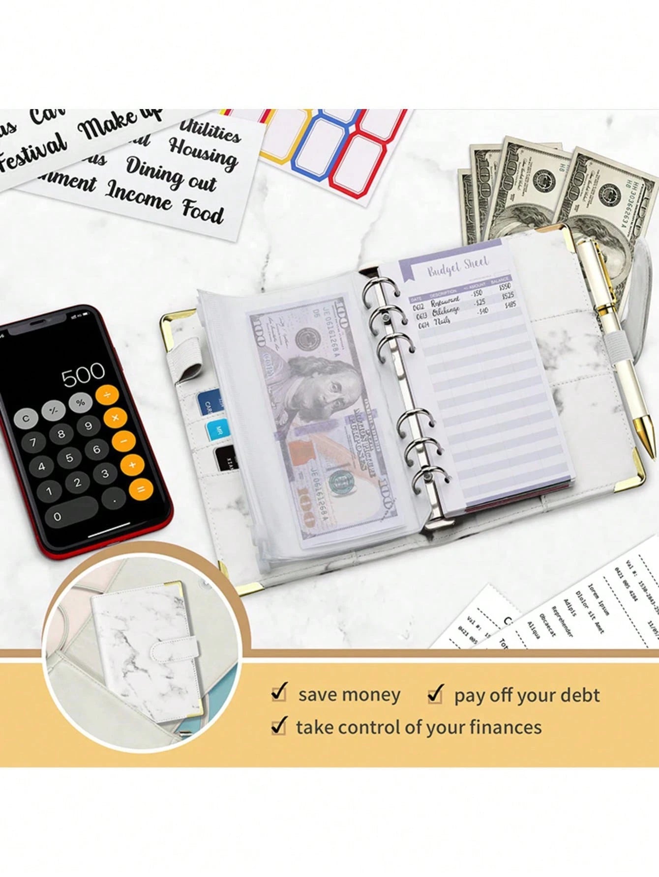 1 Set A6 PU Leather Macaron Color Loose Leaf Notebook, With Detachable Cover, Creative Stationery, Comes With 8 Zipper Pouches